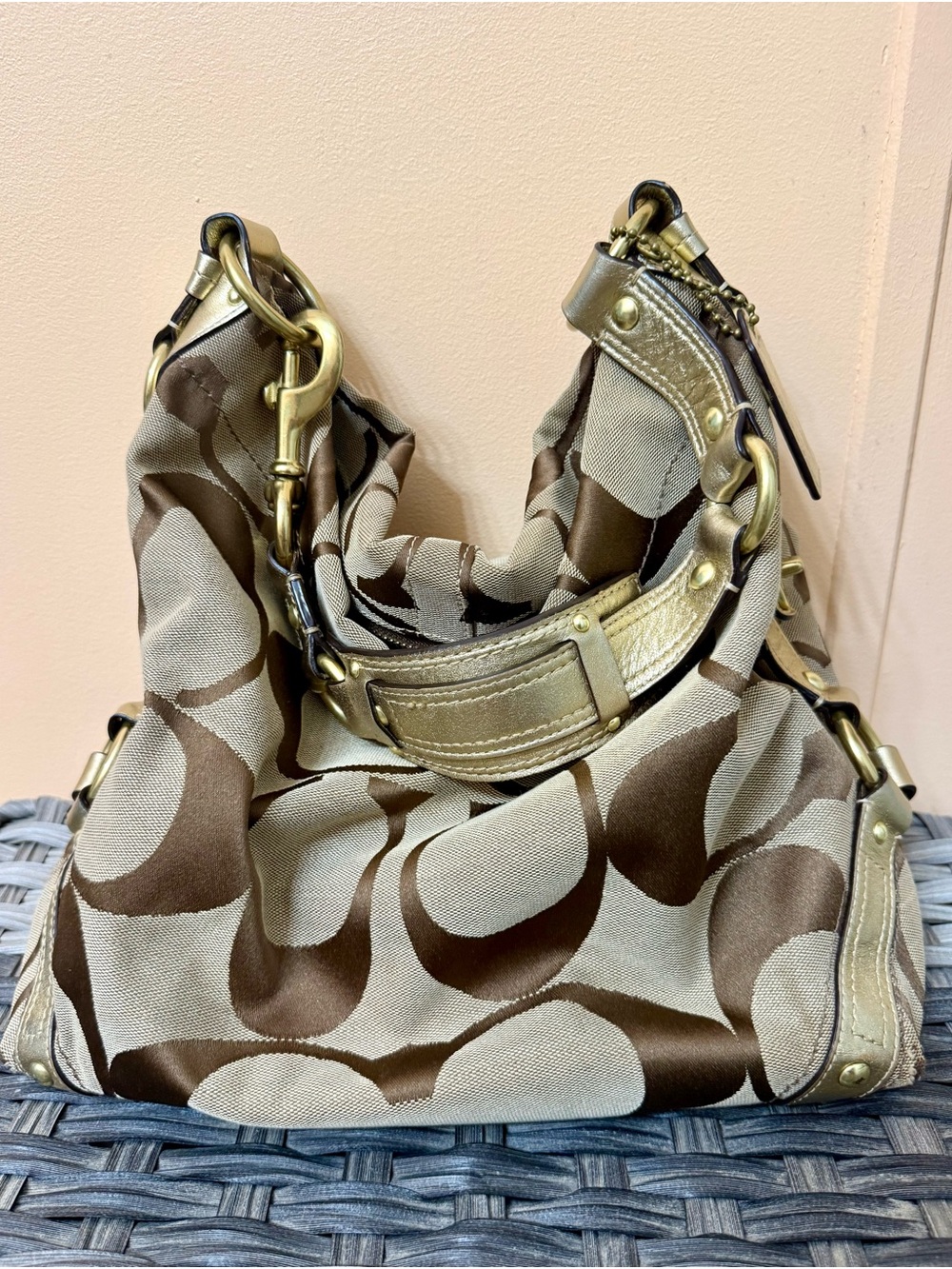 Coach Brown Signature Carly Hobo Bag - Classic Canvas - Picture 14 of 14
